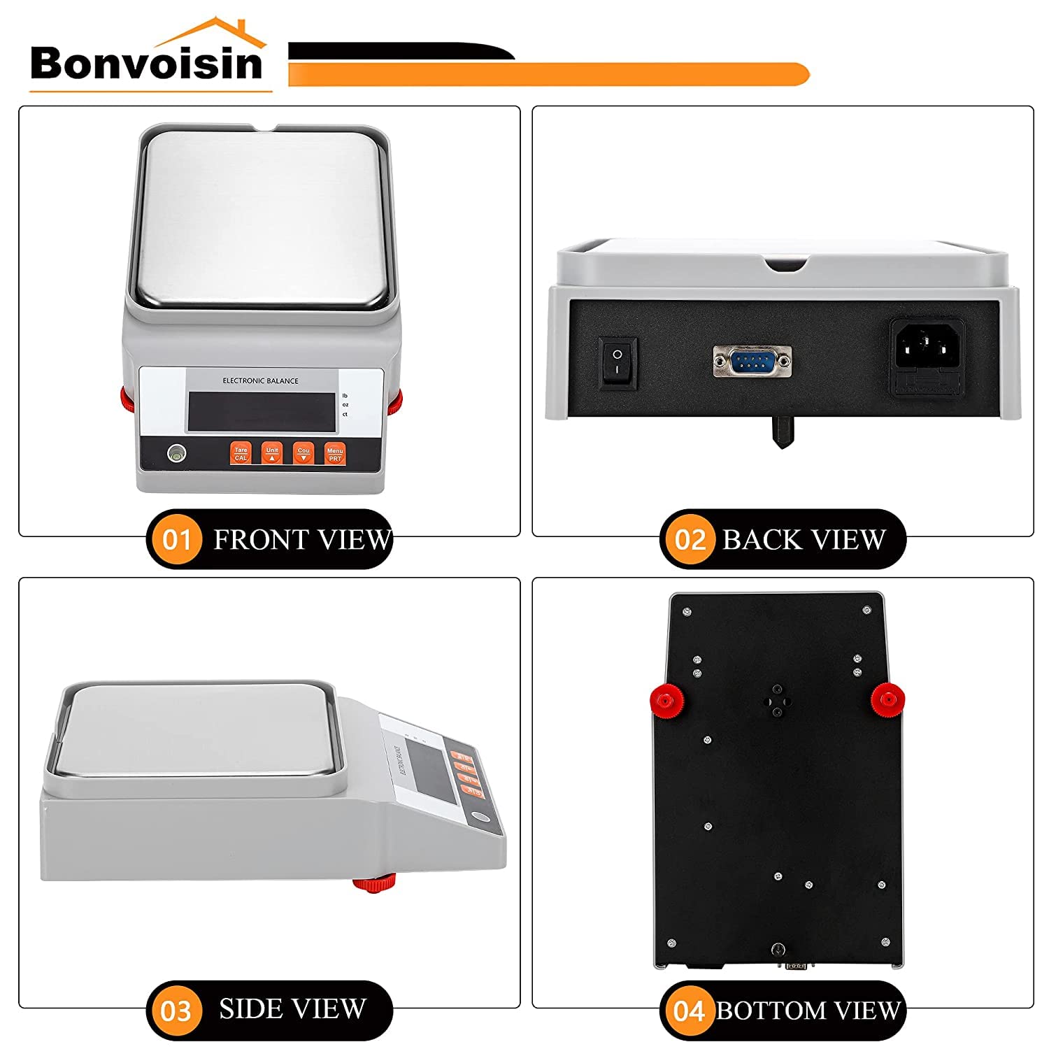 Bonvoisin Balanza de laboratorio 5000gx0.01g Digital Precision Scale con interfaz RS 232 Científica de Laboratorio Balanza de Equilibrio Analítico Electrónico Balanza de Joyería Báscula de Cocina