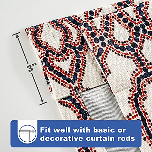 Driftaway Nove Lattice Geometric Pattern Room Darkening Thermal Insulated Tie Up Adjustable Balloon Rod Pocket Curtain For Small Window 45 Inch By 63 Inch Navy Blue And Burnt Orange #TOP5