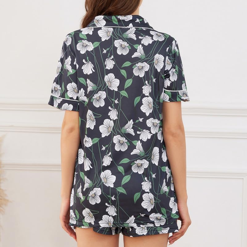 LYCY Womens Pajamas Set Floral Print, Soft Pajamas for Women Shorts Set, Summer Button Down 2 piece Women Pjs - Image 5