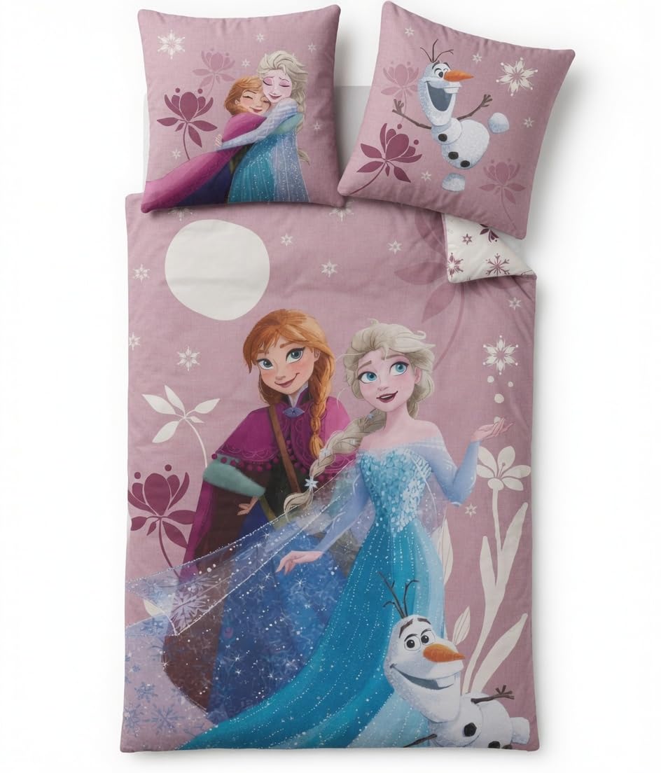 Frozen Anna Elsa Olaf Duvet Cover Set 140 x 200 cm + Pillowcase 65 x 65 cm