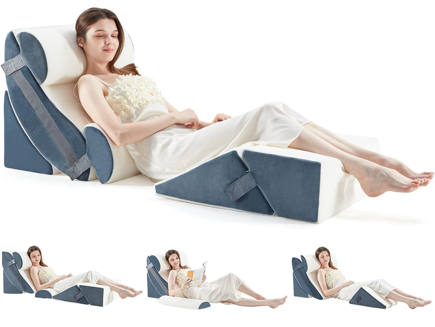 Sponsored Ad โ Koeay 6pcs Orthopedic Bed Wedge Pillow Set Memory Foam for Knee, Lumbar and Back Pain Relief Adjustable Bed Pillow - Acid Reflux, Anti Snoring & GERD Sleeping, Grey