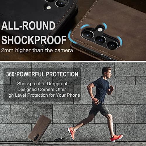 Cracedily for Samsung Galaxy A54 5G Case, Flip Wallet Leather Case with Card Holder Magnetic Closure Shockproof Kickstand Protective Phone Cases Cover for Galaxy A54 6.4 Inch,Coffee - image 7
