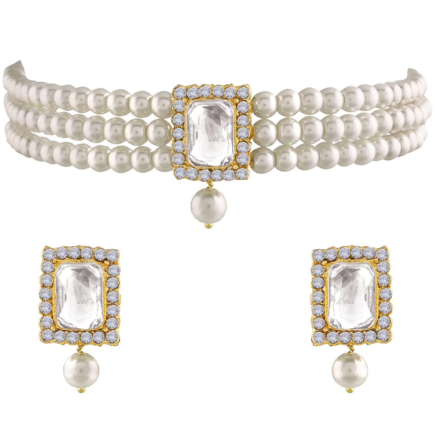 Aheli Ethnic Choker Necklace Earrings Wedding Bollywood Party Jewelry Set Gift for Women