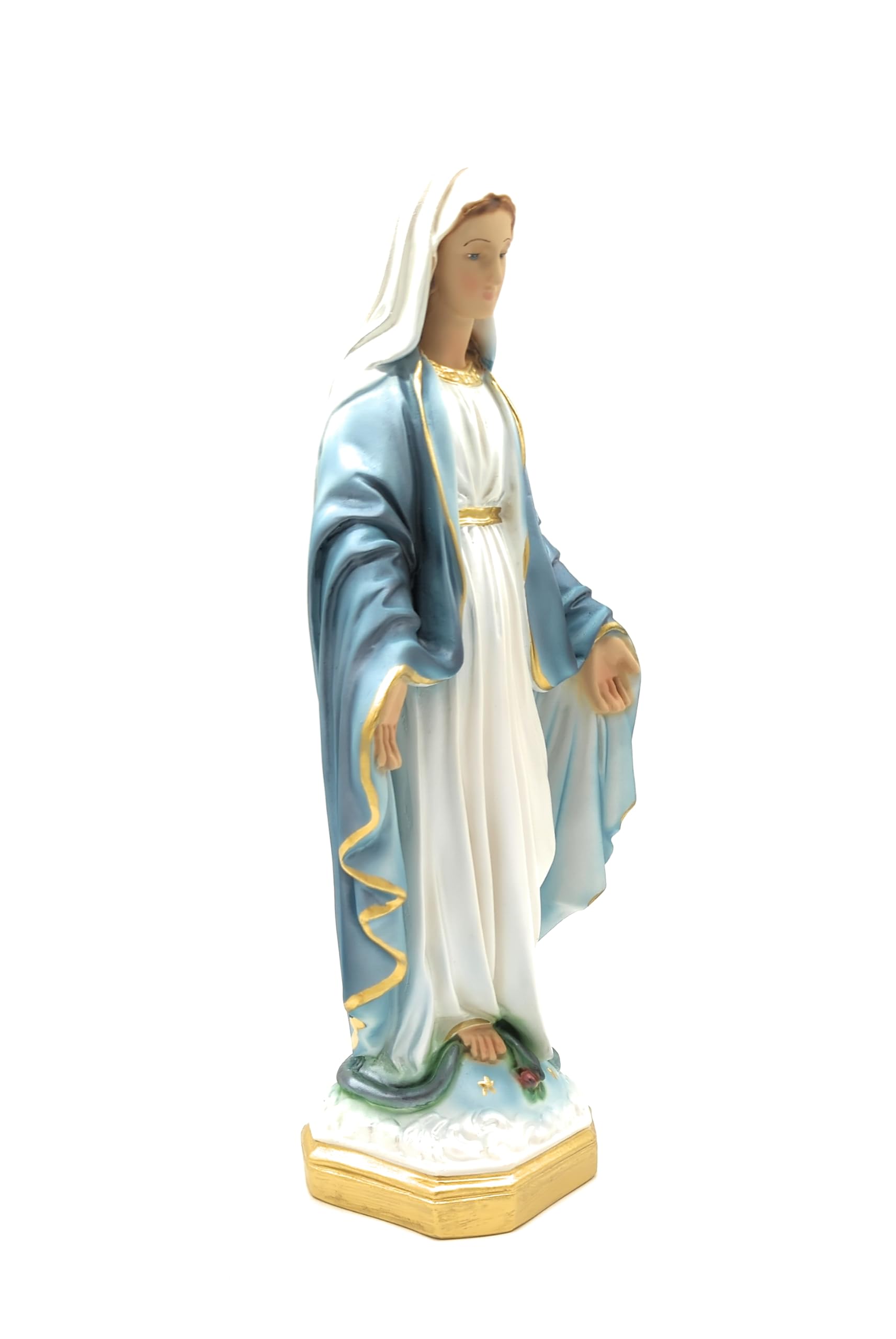 OVUNQUE PROTEGGIMI Statua Madonna Immacolata Concezione cm. 35 in resina effetto perlato adatta per interni ed esterni realizzata e dipinta a mano