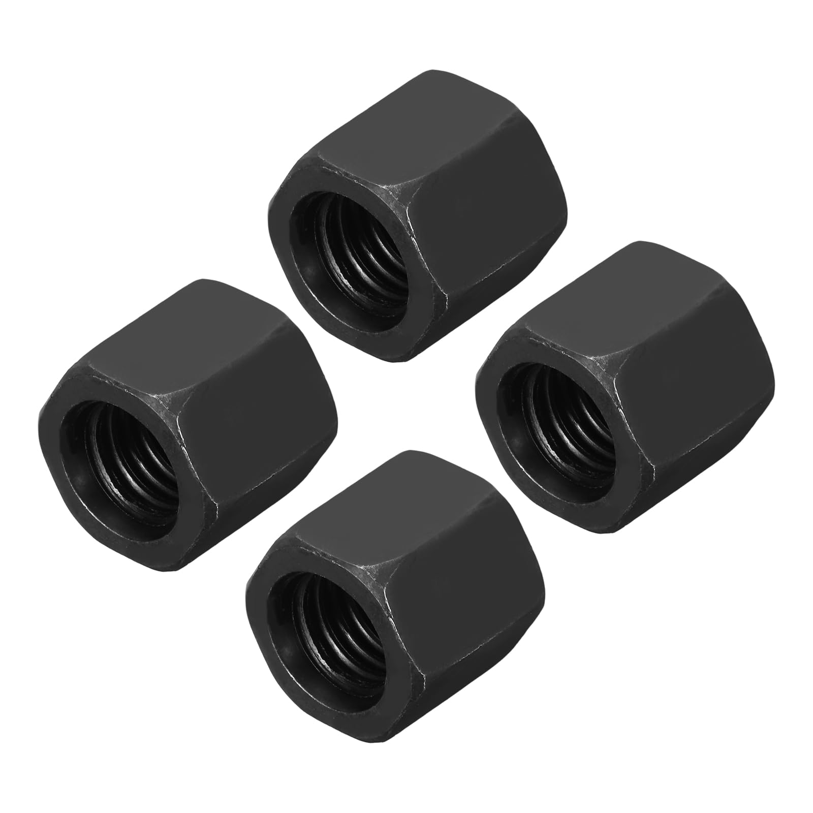 sourcing map M14x2mm Pitch Hex Coupling Nuts, 4Pcs 20mm / 0.8" Length Grade 10.9 Carbon Steel Fully Threaded Rod Coupling Nut Stud Coarse Thread Pipe Connector Fasteners, Black — image 1