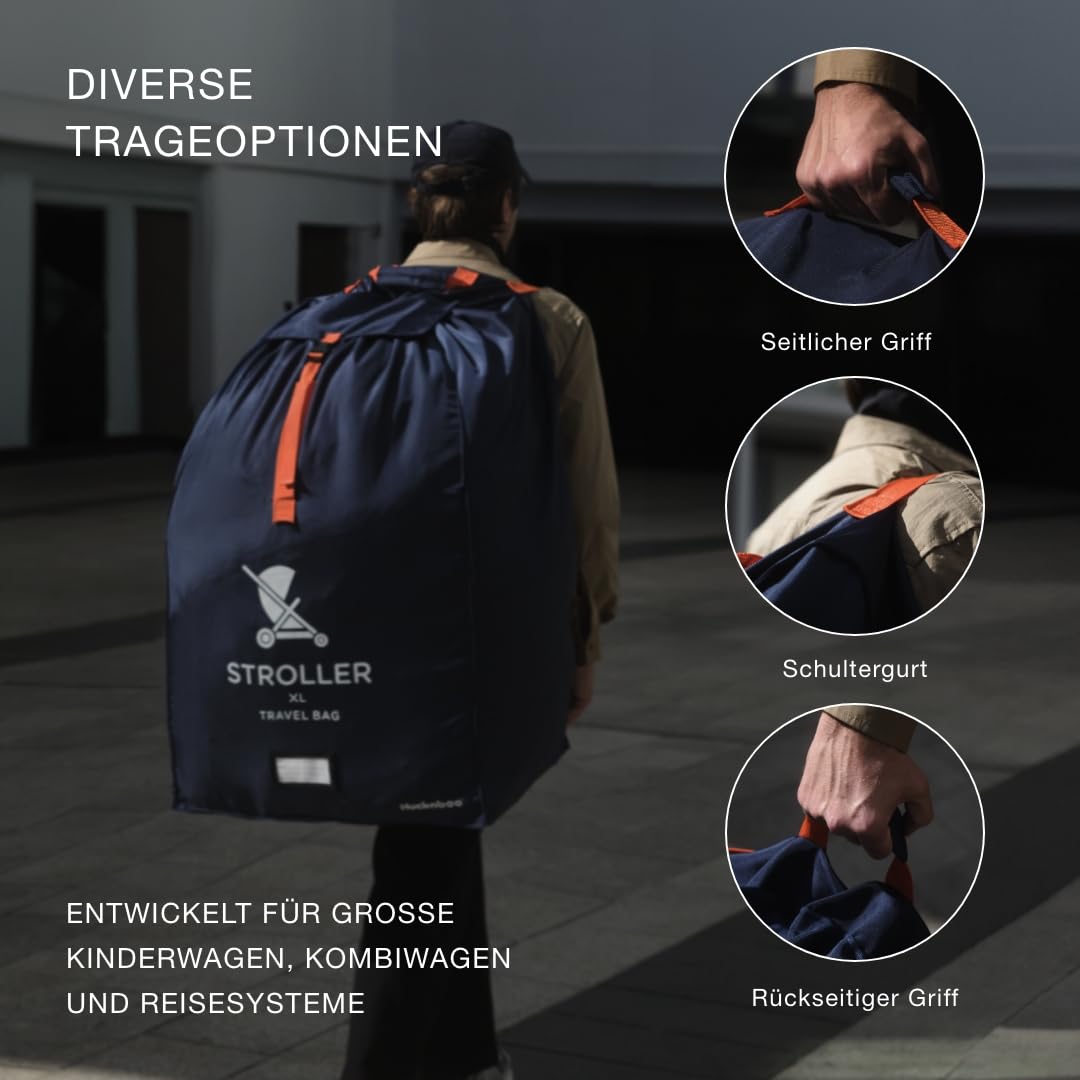 Huckaboo XL Kinderwagen-Transporttasche aus strapazierfähigem Nylon, Dunkelblau