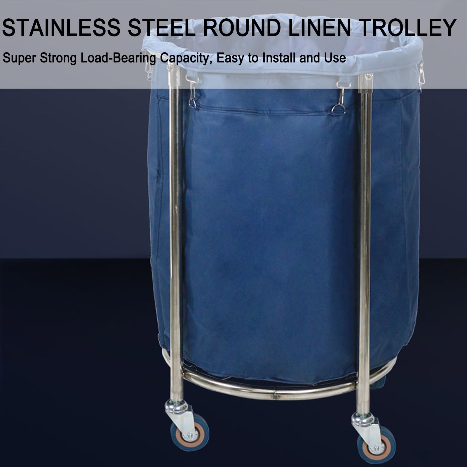 Cesto Ropa Sucia con Ruedas, Carro de Limpieza Profesional, Estructura y Bolsa Extraíble, para Dormitorio, Baño y Lavadero, Capacidad de 200 Kg(Blue)