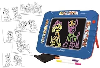 Lexibook Electronic Neon Drawing Board Paw Patrol Helper on Four Paws for Kids Artistic Creative Toy for Girls Boys Cleaning Cloth and 2 Felt Tip Pens Blue/Red CRNEOPA