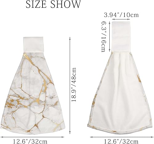 Miniatura 6 de Toalla de mano de cocina con diseño de mármol blanco, 2 toallas de secado rápido, absorbentes, suaves al tacto, para decoración del hogar, cocina,