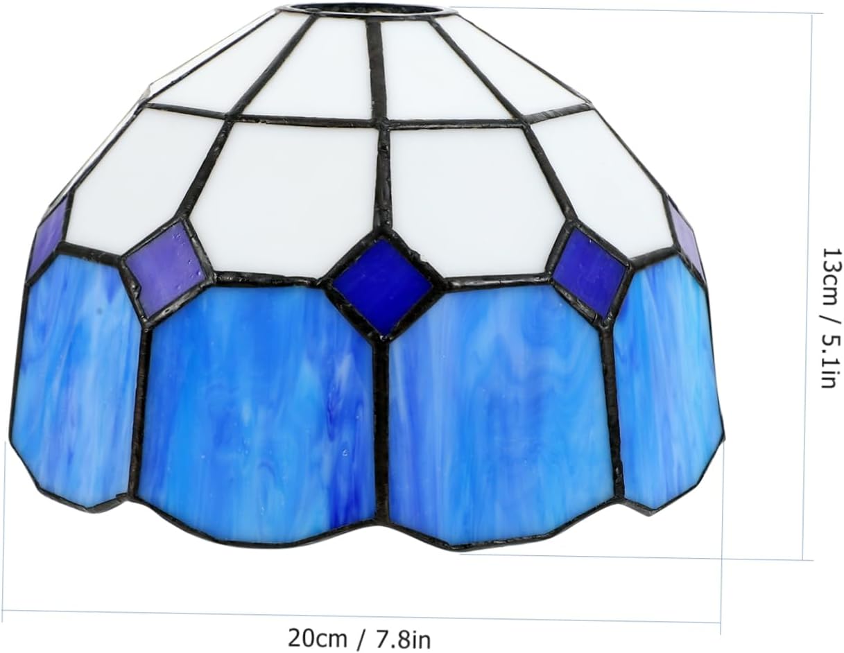 Mipcase 1pc Unique Style Glass Lampshade for Ceiling Light Chandelier Wall Light Blue and White Decorative Glass Cover Fits Bulbs