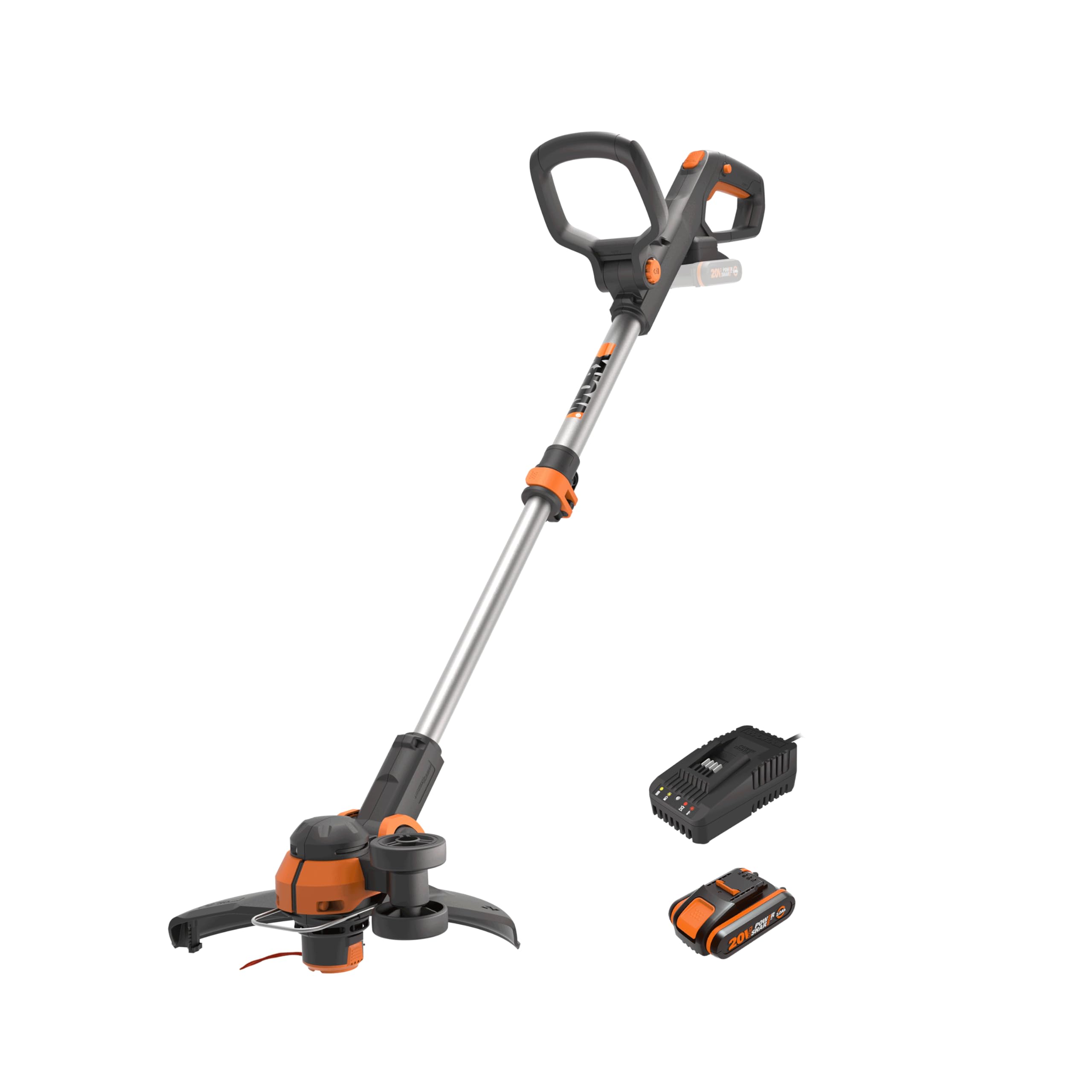 Worx 18V (20V MAX) Recortadora de Césped eléctrica, Desbrozadora y Cortadora de Bordes 2 en 1 con línea de Corte, Diámetro de Corte de 30 cm, Velocidad Variable, 1 Batería, WG163E.2