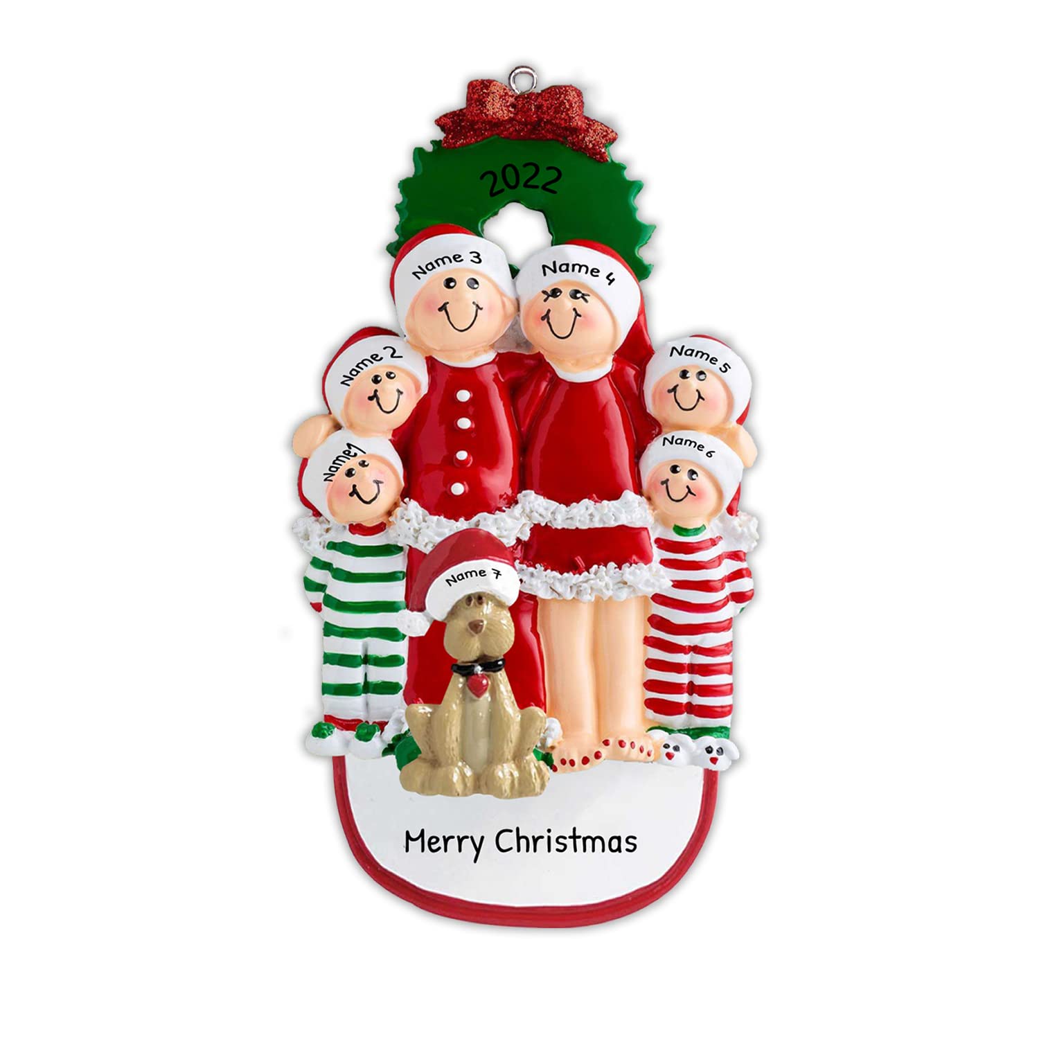 kaululu Personalised Christmas Tree Decorations Wood Pendant Christmas Ornaments with Names for Home,Indoor New Year Gifts (Style 3, Name 7)
