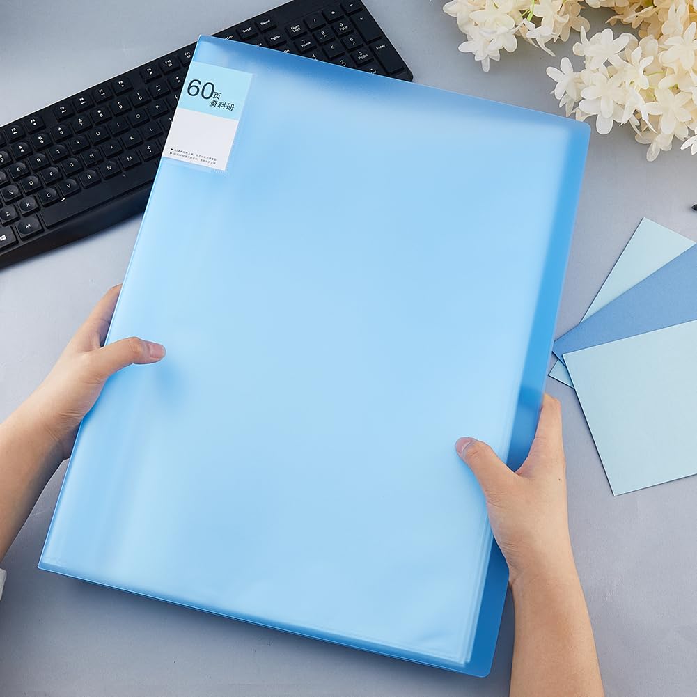 SUPERFINDINGS A3 Großes Portfolio Ordner Mit 30 Taschen Blau Kunstmappe Mit Klaren Blatthüllen Präsentation Von 60 Seiten Dokumenten Fotos Kunstwerken Projekten