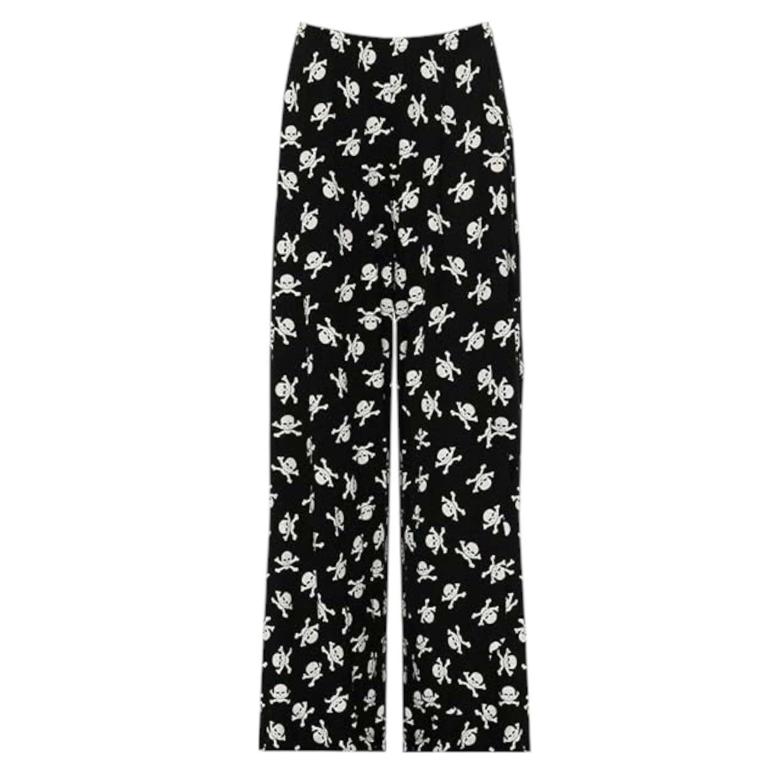 SXME MIGHT SAY Palazzo Wide Leg Flared Elasticated Stretch Plus Size Plain Trousers - Skull Bone 24-26 Plus