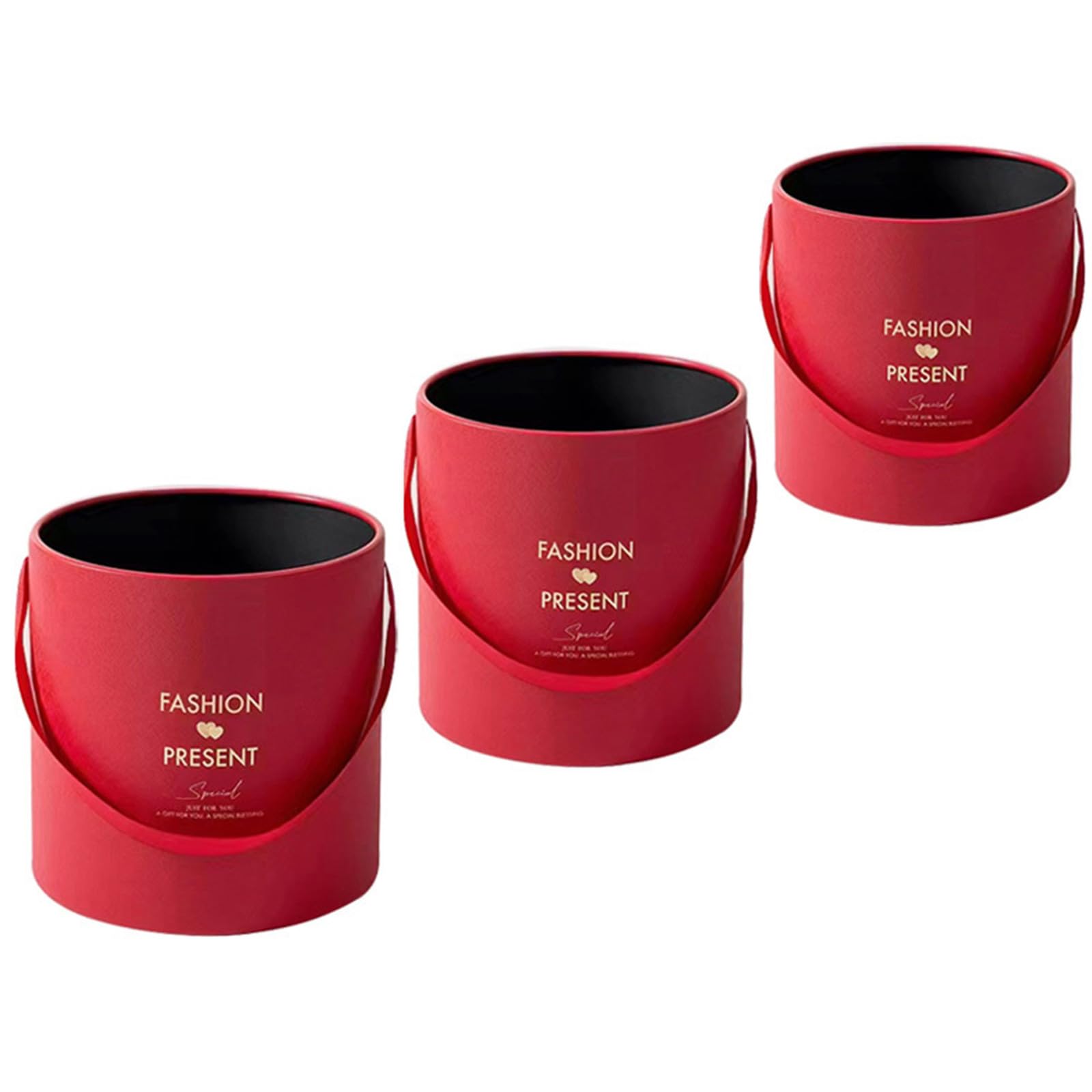 Of 3 Paperboard Bouquet Holders Round Flower Arrangement Buckets with Handles Floral Container Flower Arrangement Holder Set