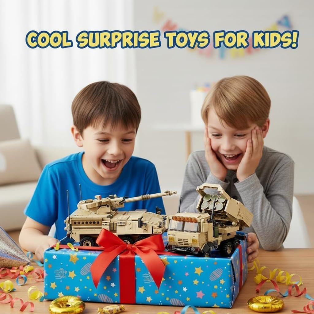 HIMARS Rocket Launcher &Stryke Military Vehicles Building Sets,915 Pcs Army Armored Tank Model Kit Compatible with Lego. Educational Toys DIY Assembling Building Toys for Boys Age 6+