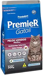 Ração Premier Ambientes Internos Pelos Longos Para Gatos Adultos Sabor Frango - 500G Premier Pet - Sabor Frango