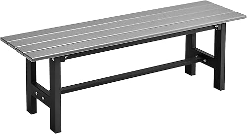 Tangkula Banco de jardín para exteriores de 47 pulgadas, banco de parque para 2 personas con asiento de listones de polietileno de alta densidad y