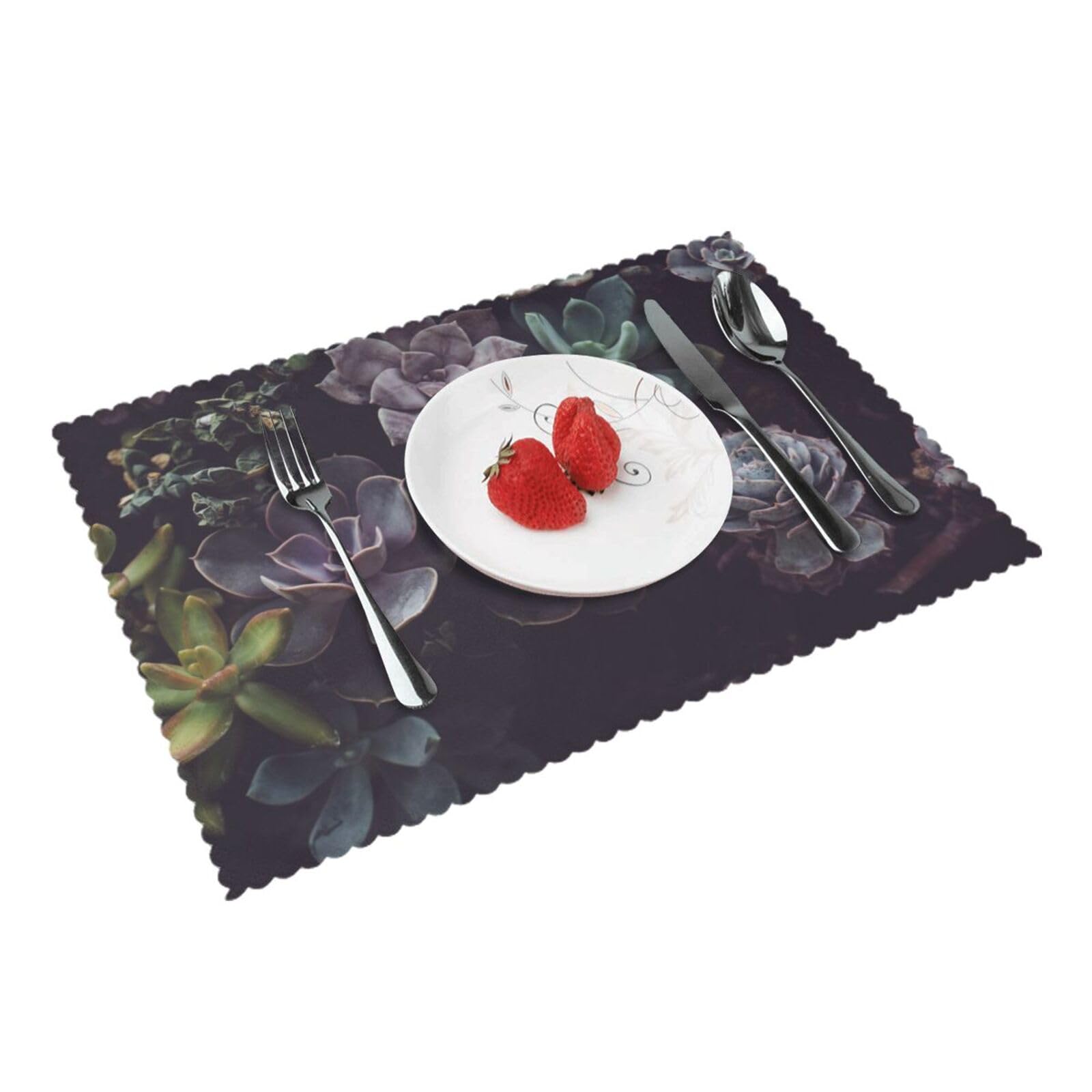 Succulents Printed Placemats Set of 4 PCS Washable Placemat for Kitchen Table Heat-resistant Table Mats 45x30 CM