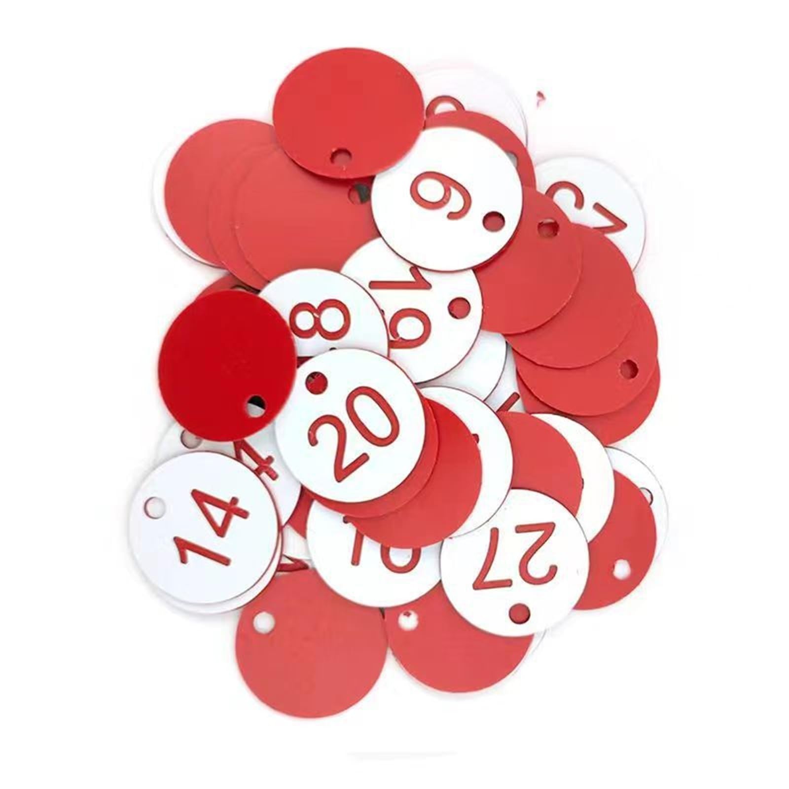 Beehive Identification Tags Numbered Punched Number Engraved Round Plastic with Holes(White 1-50)