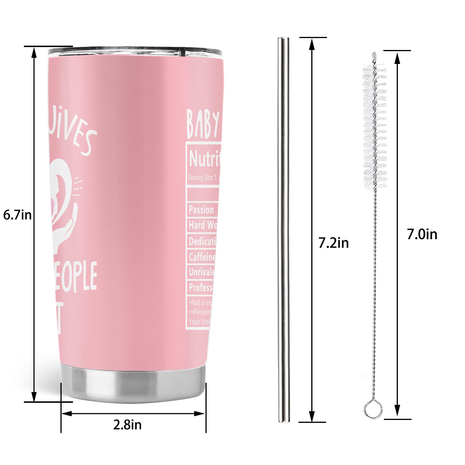 Midwife Gifts for Women, Obgyn Doula Nurse Doctors Gifts, 20oz Stainless Steel Tumbler with Lid Straw