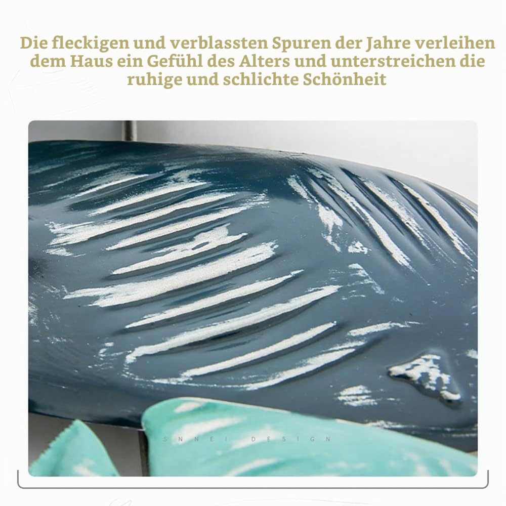 FLYUFO Metall Wanddeko - Fisch Wandkunst, Metall Wandobjekt Kreise, Metallbild 3D, Fischform Metallwanddekoration für Schlafzimmer, Wohnzimmer, Hausgarten