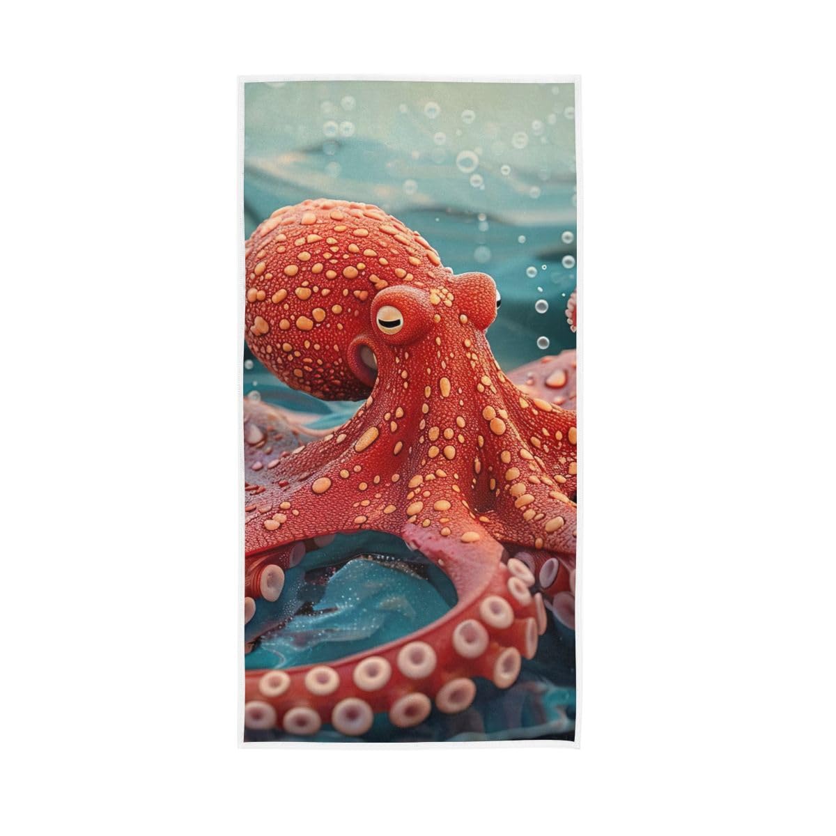 LSRCPD Red Marine Life Cute Hand Towel, 15 x 30 Inches, Soft Highly Absorbent Towels for Bathroom Gym Hotel
