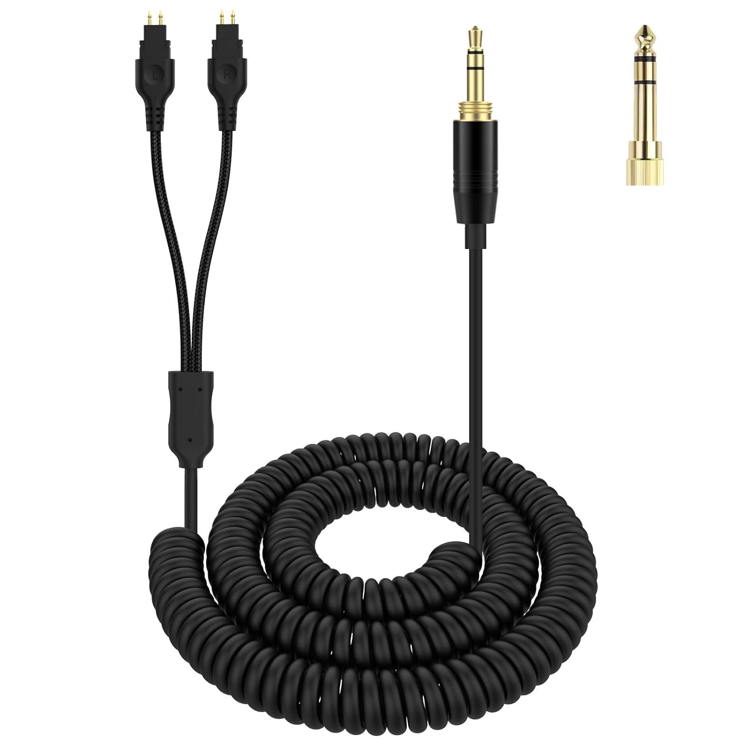 Toxaoii Câble audio HD600 compatible avec casques Sennheiser HD660s, HD6xx, HD650, HD58X, HD580, HD565, HD545, HD535 (ressort hélicoïdal)