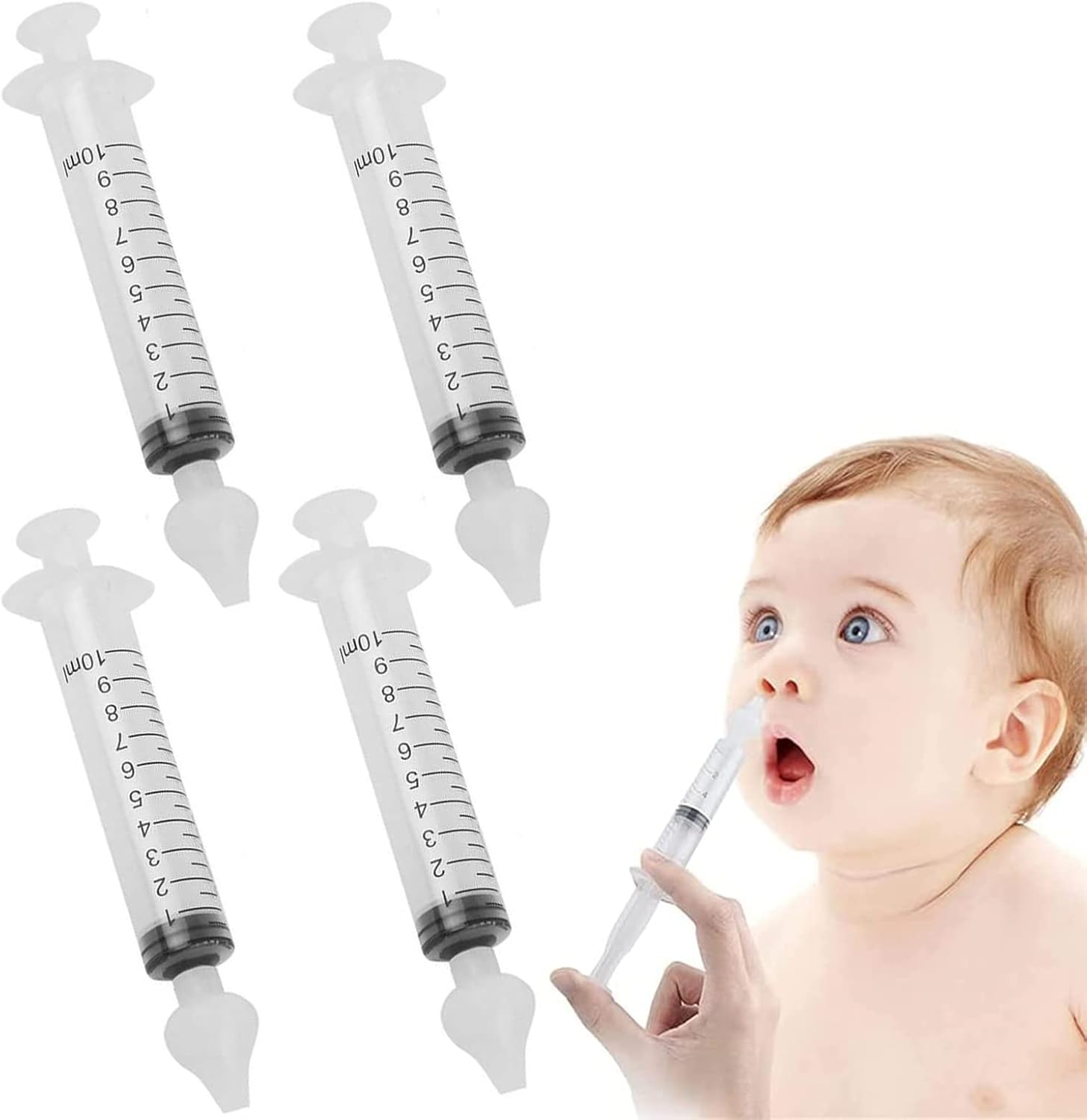 Aspirador Nasal Bebes, Silicona limpiador de Nariz Seguro, Lavado Nasal Bebe ,Lavado Nasal Niños, Irrigador Nasal Bebe, Reutilizable de Jeringas Irrigador Nasal para Bebes, Seguro y Cómodo, 4 Piezas
