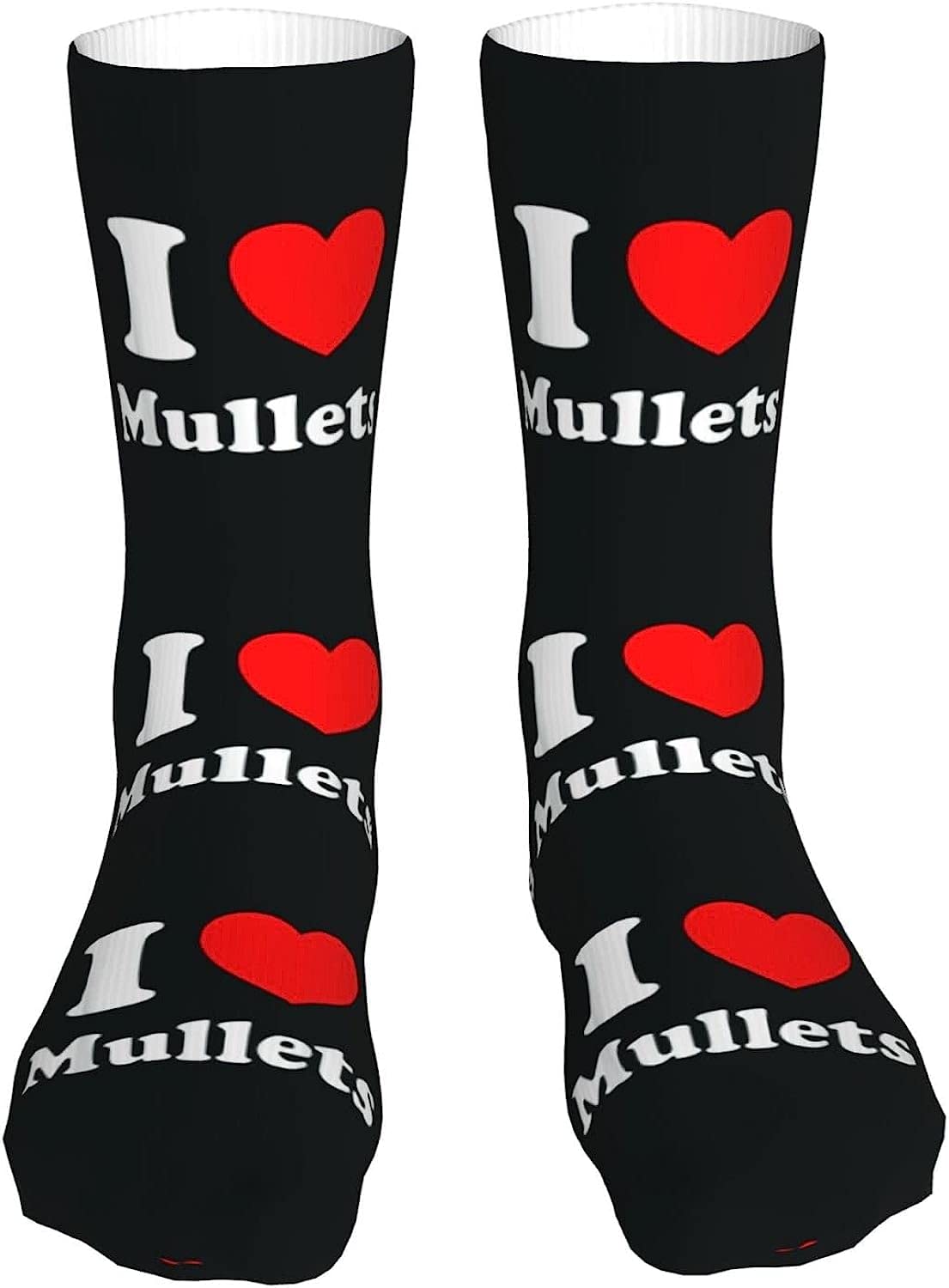 Lawenp Unisex As Pic I Love Mullets Socks Funny Socks Casual Crew Socks Compression Running Sock Moisture Wicking Novelty Gifts 16 Inch