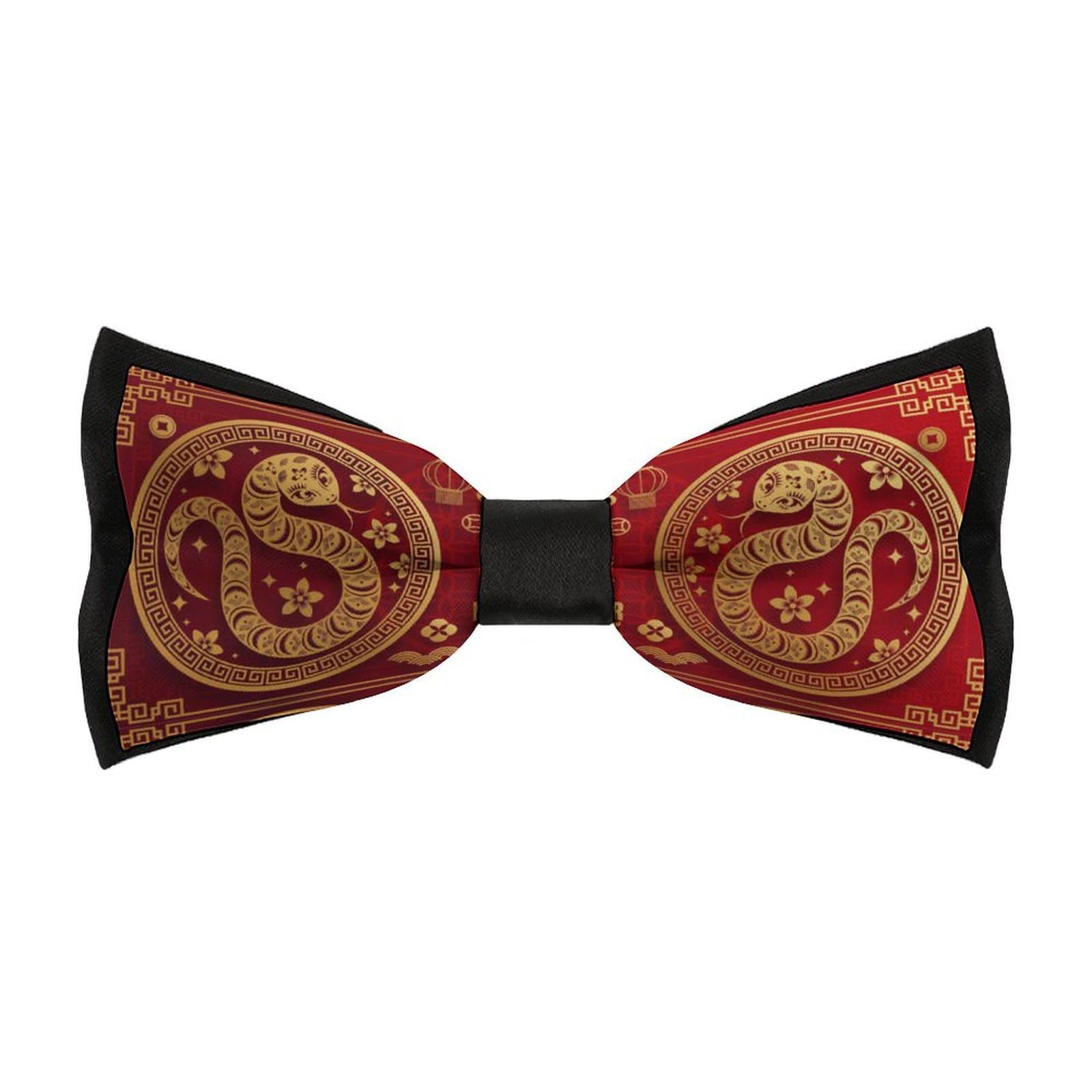 JYYAU Year Of The Snake 2025 Happy Chinese New Year 2025 Bow Tie Adjustable Necktie For Men Business Fashion Pre-tied Tie Neckwear Novelty Accessory For Weddings Party Festival