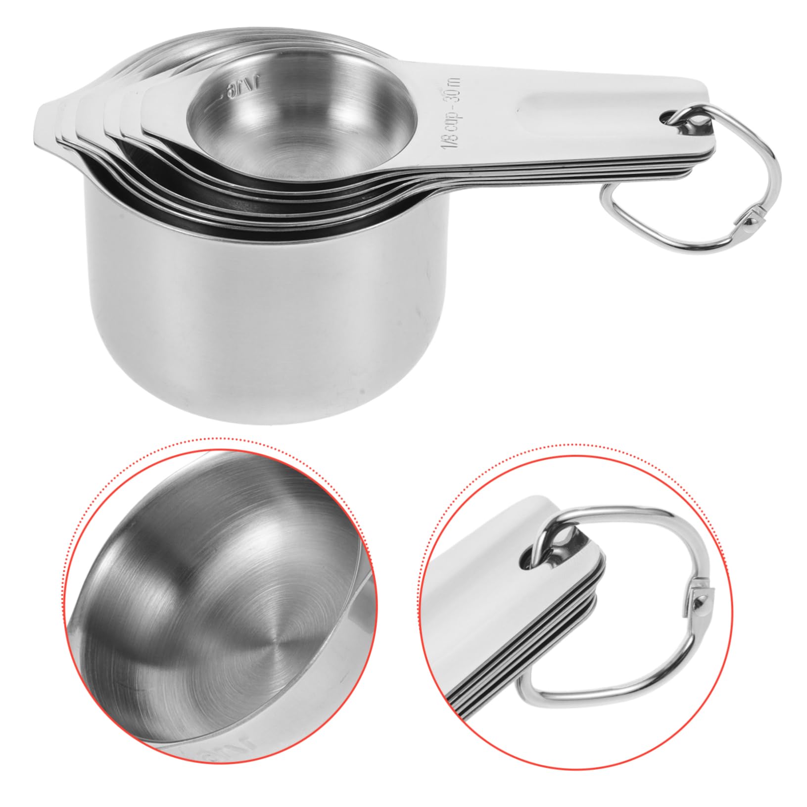 LABRIMP Ensemble de Tasses à Mesurer Facile à Ranger en Acier Inoxydable avec Design Empilable Élégant 30ml à 240ml Cuisine et Pâtisserie