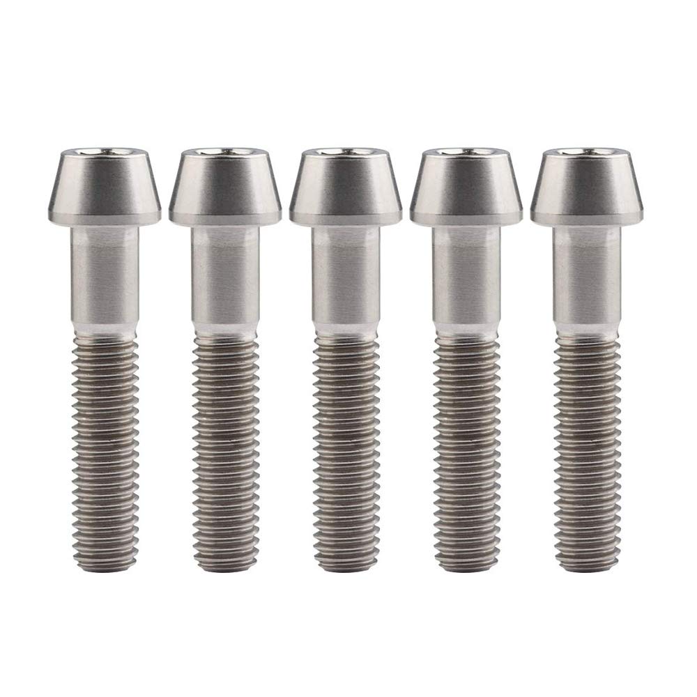 RuifuM8x15 20 25 30 35 40 45 50mm Titanium Gr5 Taper Allen Head Bolts Screws Pitch 1.25mm DIN912 Ultralight Pack of 5