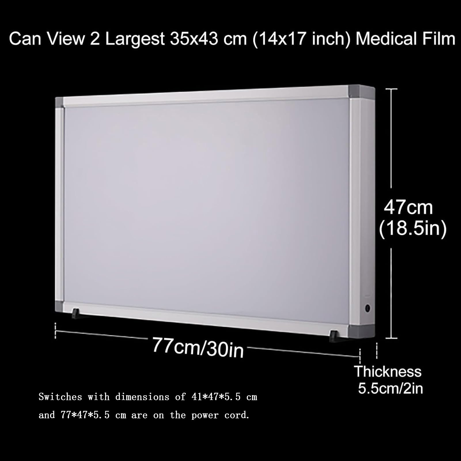 Visor de Rayos X LED, Caja de Luz Iluminadora de Película de Rayos X, Visor Portátil de Películas LED para Diapositivas Ortopédicas Dentales, Panel Acrílico y Marco de Aluminio