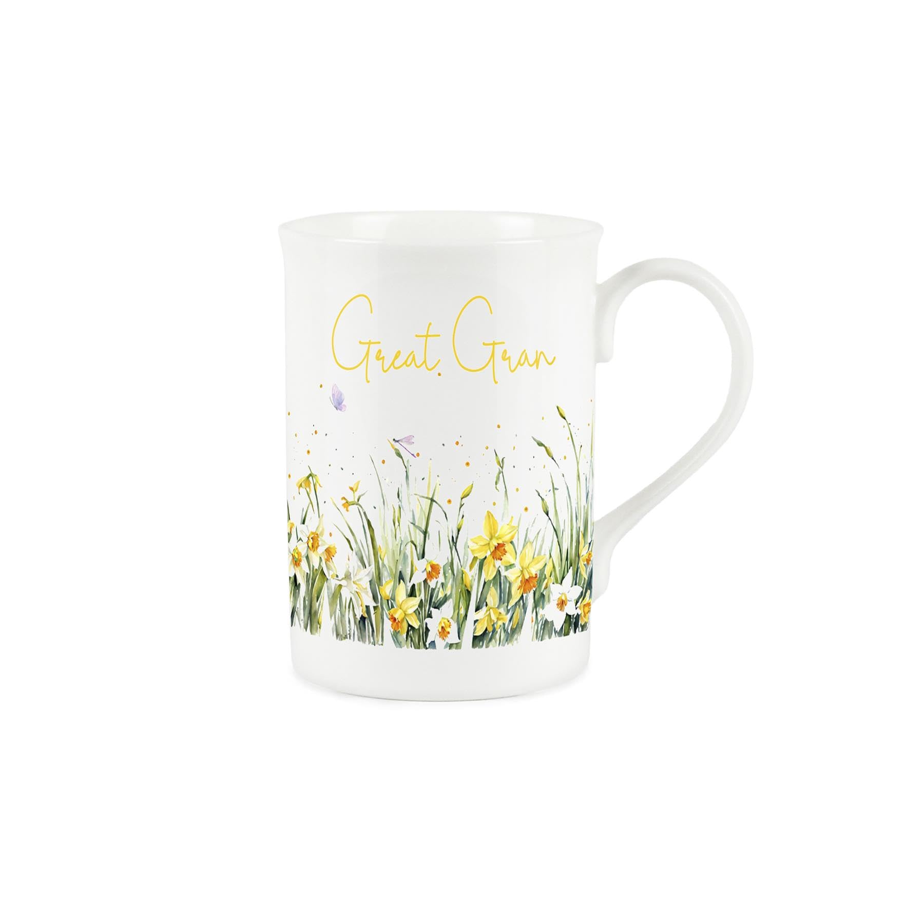 Purely Home Spring Time Daffodils Great Gran Mug - Yellow Easter Themed Floral Gift/Present for Her - Bone China Coffee/Tea Mug