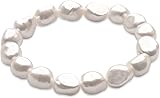 Secret & You Perlenarmband aus SÃ¼ÃŸwasser-Zuchtperlen aus weiÃŸem Barock 10-11 mm 16 Perlen insgesamt - 18 cm elastisches Armband.