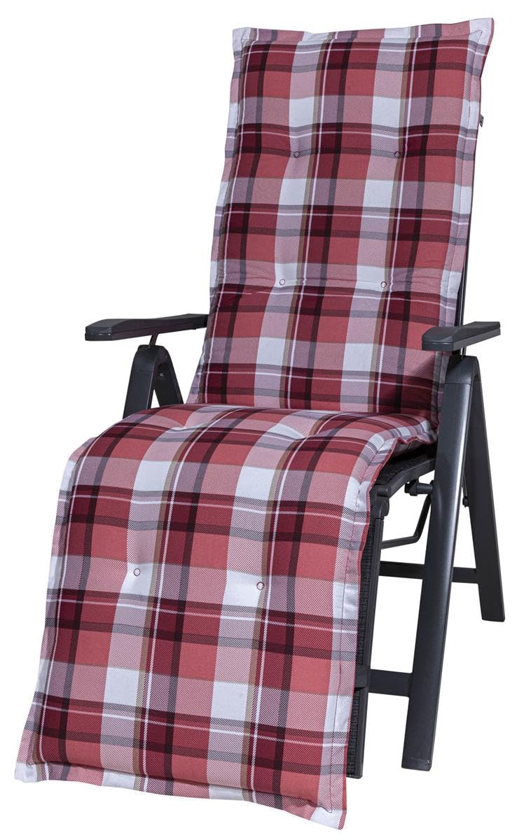 KETTtex 2396 Auflage Relaxliege Milano rot-weiß kariert 169x49x6 cm (ohne Liege)