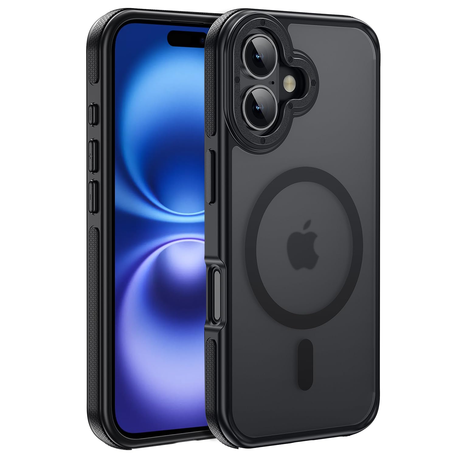 Yzoiko Strong Magnetic for iPhone 16 Case [5X Military-Grade Shockproof for iPhone 16 Phone case] Compatible with fit MagSafe Translucent Slim Thin Case for iPhone 16-6.1'', Black Bumper