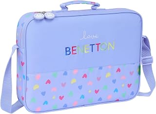 M385 612551385, Benetton Lila-Cartera Extraescolares, Maletín Portatodo, Bandolera, Cómoda y Versátil, Calidad y Resistencia, 38x6x28 cm, Color Unisex niños, M