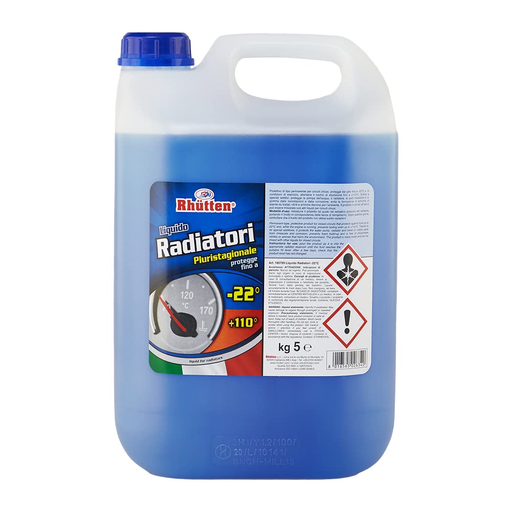 Liquido Radiatori -22°C, Liquido Permanente Tradizionale Blu a Base Glicolica, 5Kg