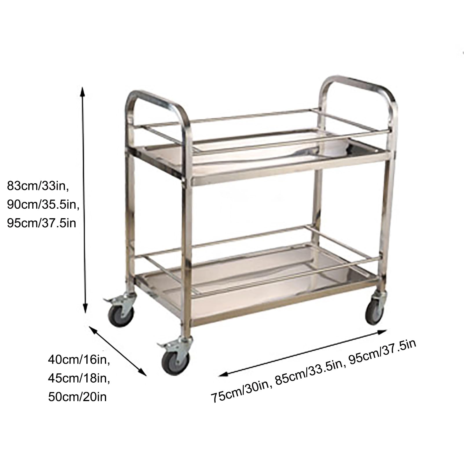 Carrello da Laboratorio con 2 Ripiani, Carrello da Laboratorio per Servizio clinico Mobile, banco da Lavoro Commerciale con Ruota piroettante, per ospedali cliniche Spa saloni di Bellezza RI