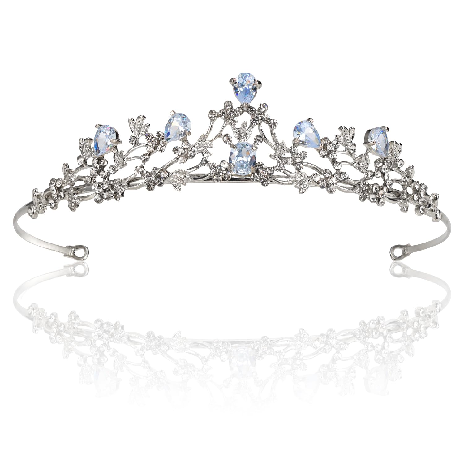 DGN Tiara de Boda Novia, Corona de Tiara de Cristal para Damas, Corona de Princesa Tiara Nupcial, Tiaras de Cumpleaños Boda de Plata, Corona Tiara Reina para Boda, Fiesta de Baile, Concurso de Belleza