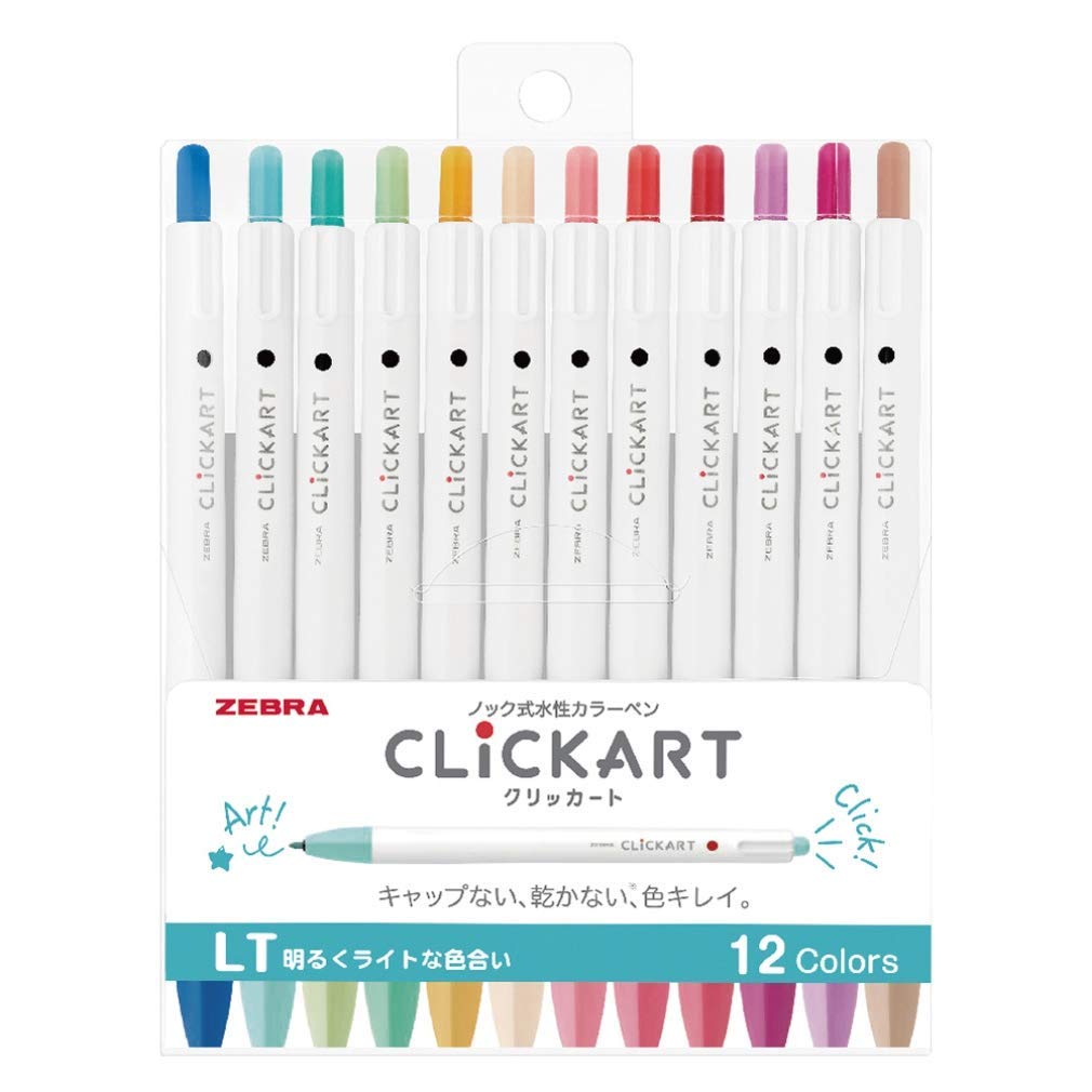 Clickart Water-Based Pen Bright Light 12 Colors Set, Wyss22-12Clt (New Version)