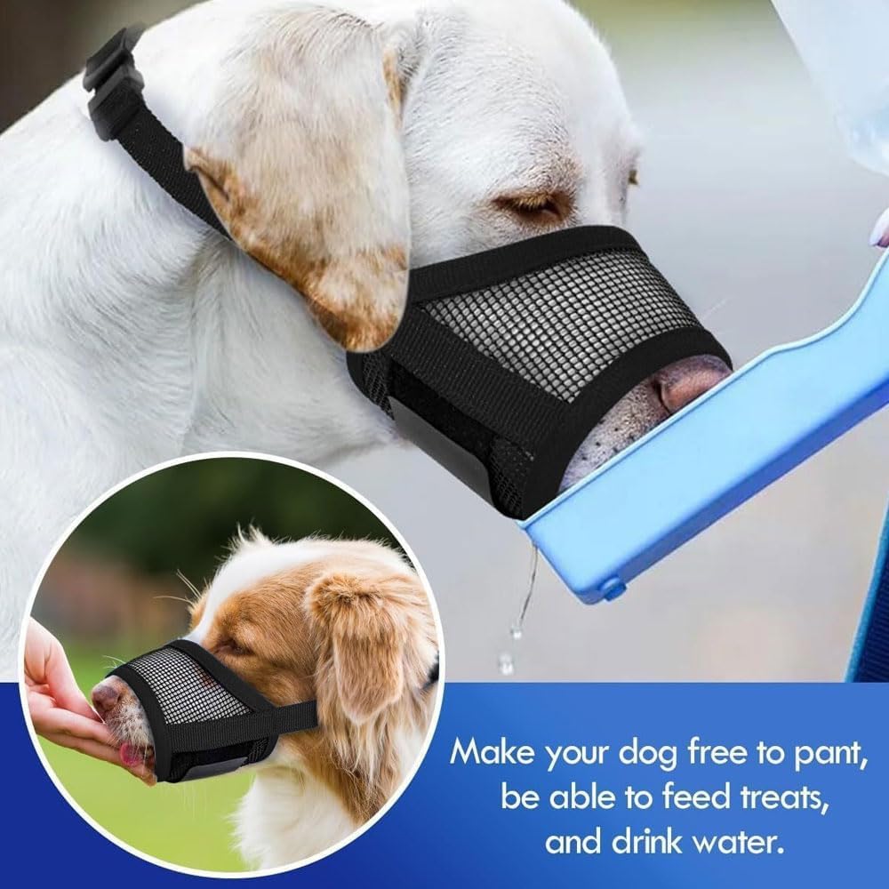 Muselière pour Chiens Maille Douce Respirante Reglable Anti AboieMent Anti Morsure Taille Grande Moyenne et Petite