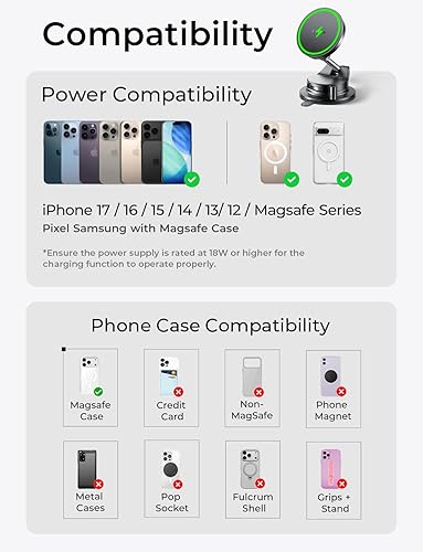 Miniatura 11 de LISEN Qi2.2 - Cargador de coche Magsafe de 25 W, [actualizado en 2026], cargador inalámbrico rápido para automóvil, soporte para teléfono de