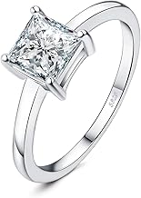 JewelryPalace 1ct Anello Solitario Donna Argento 925 con Creato Moissanite, Diamante Simulato Anelli con Pietra a Taglio Principessa, Semplice Fedine Fidanzamento in Tre Ori Set Gioielli Donna