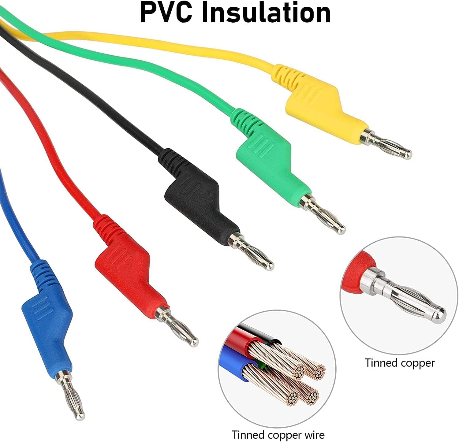 Linkstyle Lot de 31 câbles de test de 4 mm avec pinces crocodiles électriques de type U, sondes d'acupuncture complètes, empilables, multimètre, sonde arrière