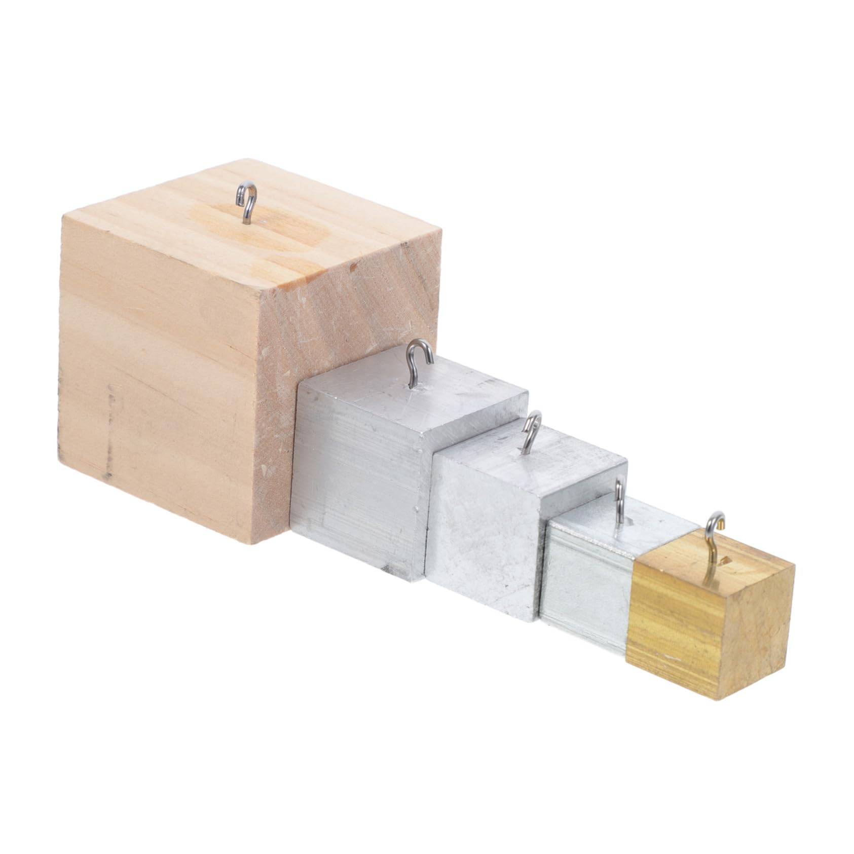 Hohopeti 5 Stück Teiliges Dichtewürfel Set aus Kupfer Eisen Aluminium Holz mit Haken Vielseitiges Wissenschaftliches Experimentierinstrument für Physikunterricht und Demonstrationen