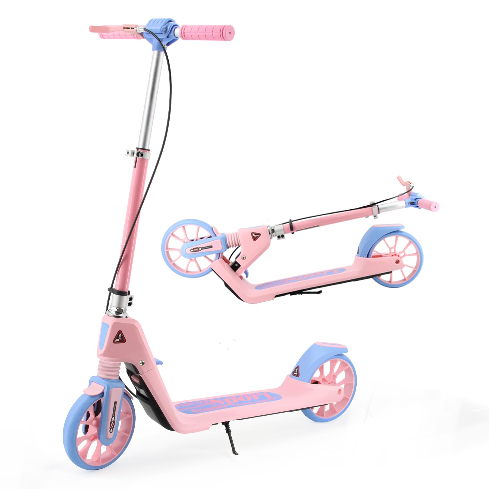 TENBOOM Scooter for Ages 6+ Teens and Adults Kick Scooter Foldable with Double Braking System Adjustable Handlebars Kickstand Max Load 220 LBS 8" Big Wheels