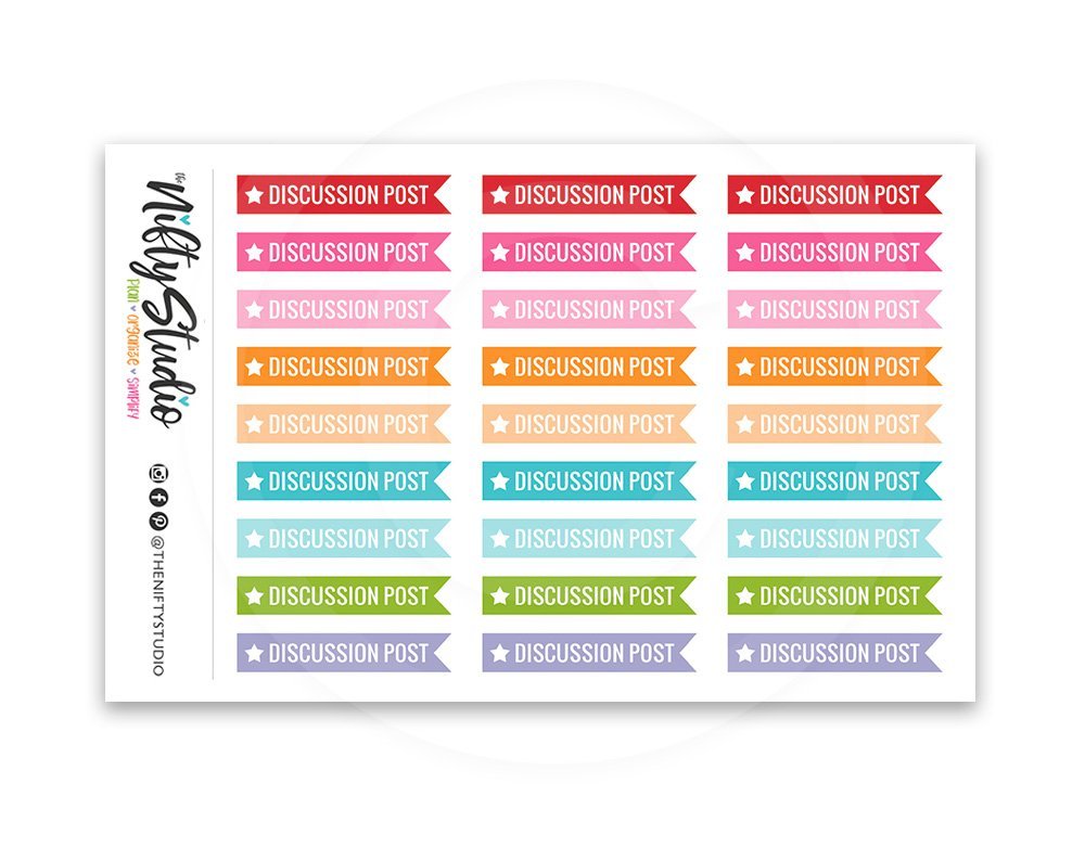Amazon.com: Discussion Post Planner Stickers | Multi Colored Flag ...